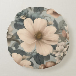 Trendy Bloemenpatroon in pastelkleuren Rond Kussen