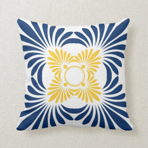 Trendy BloemenSierkussennen: Blauwe Geel Kussen
