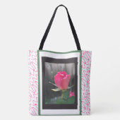 Trendy bloementas, rood nam toe, voegt naam toe tote bag (Achterkant)