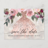 Trendy bloemige foto Quinceañera Save The Date Briefkaart (Voorkant)