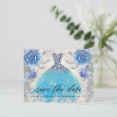 Trendy bloemige foto Quinceañera Save The Date-pos Briefkaart (Staand voorkant)