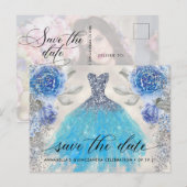 Trendy bloemige foto Quinceañera Save The Date-pos Briefkaart (Voorkant / Achterkant)