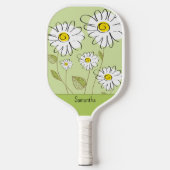 Trendy Bloemige Margrieten Monogram Pickleball Paddle (Voorkant)
