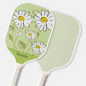 Trendy Bloemige Margrieten Monogram Pickleball Paddle
