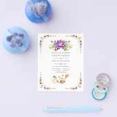 Trendy Bloemige Paisley Indiase Bruiloft Flyer (Enkel)