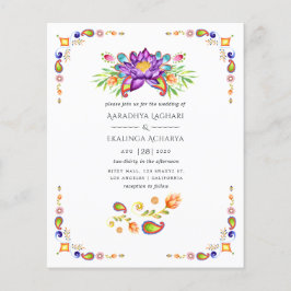 Trendy Bloemige Paisley Indiase Bruiloft Flyer