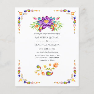 Trendy Bloemige Paisley Indiase Bruiloft Flyer