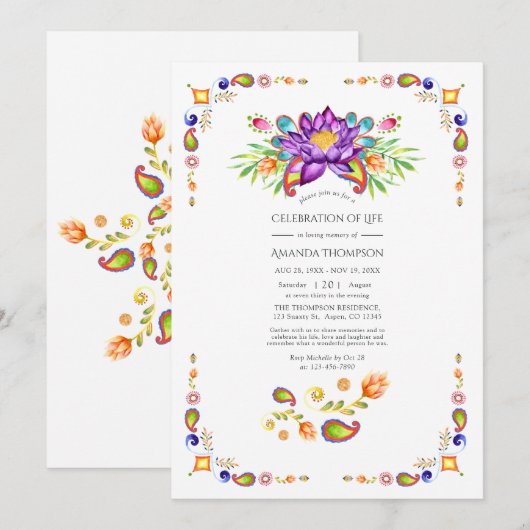 Trendy bloemige paisley Indische viering van het l Kaart (Voorkant / Achterkant)