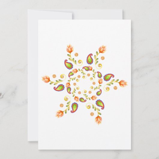 Trendy bloemmotief Indische viering van het leven Kaart (Achterkant)