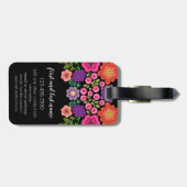 Trendy bloemmotief monogram - kan kleur bewerken bagagelabel (Achterkant horizontaal)