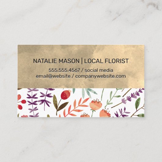 Trendy Bloemmotief | Monogram Visitekaartje (Achterkant)