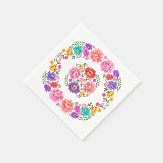 Trendy Bloemrijke Fiesta Patroon Mexicaanse Senori Servet (Hoek)