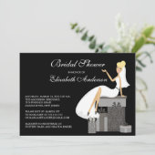 Trendy Blonde Bride Bridal Shower Invitation Black Kaart (Staand voorkant)