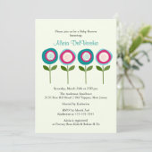 Trendy BLOOM Flowers Baby shower Invitation Kaart (Staand voorkant)