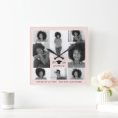 Trendy bloos de Collage van de Foto van het Pet Vierkante Klok (Huis)