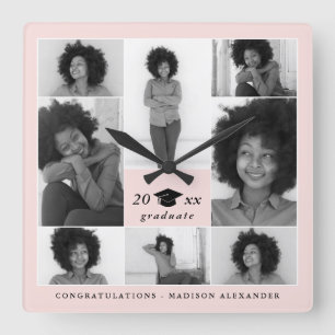 Trendy bloos de Collage van de Foto van het Pet Vierkante Klok