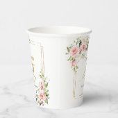 Trendy blos bloemen eucalyptus goud 50ste verjaard papieren bekers (Rechts)