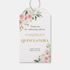 Trendy blozend gouden tiara Quinceañera Cadeaulabel