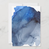 Trendy Blue Abstracte Waterverf Splash Wedding Kaart (Achterkant)