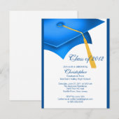 Trendy Blue Afstudeerder Pet Graduation Party Invi Uitnodiging Briefkaart (Voorkant / Achterkant)