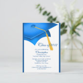 Trendy Blue Afstudeerder Pet Graduation Party Invi Uitnodiging Briefkaart (Staand voorkant)