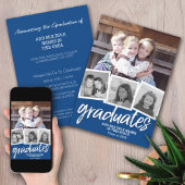 Trendy Blue Afstuderen Group Party 4 Foto Kaart