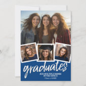 Trendy Blue Afstuderen Group Party 4 Foto Kaart (Voorkant)