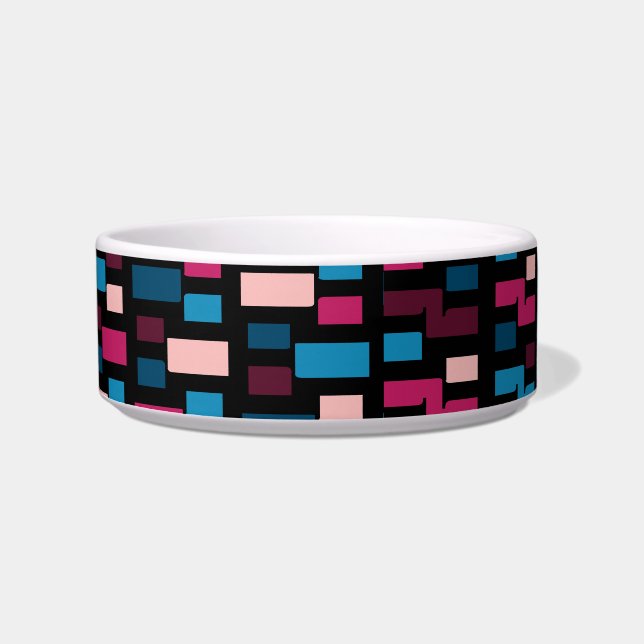 Trendy Blue and Pink City Night Cool Home Pattern Voerbakje (Voorkant)