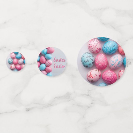 Trendy Blue and Pink Easter Eggs Pattern Paper  Confetti (Achterkanten)