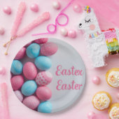 Trendy Blue and Pink Easter Eggs Pattern Paper  Papieren Bordje (Feest)