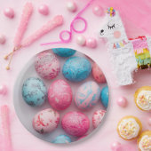 Trendy Blue and Pink Easter Eggs Pattern Paper  Papieren Bordje (Feest)