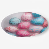 Trendy Blue and Pink Easter Eggs Pattern Paper  Papieren Bordje (Gekanteld)