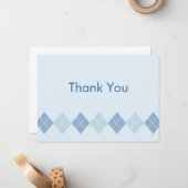 Trendy Blue Argyle Flat Bedankt voor je briefkaart (Voorkant / Achterkant in situ)