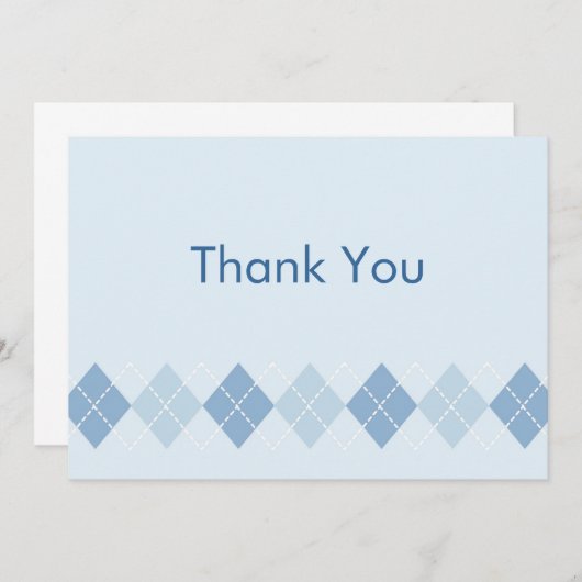 Trendy Blue Argyle Flat Bedankt voor je briefkaart (Voorkant / Achterkant)