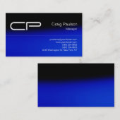 Trendy Blue Black Chic Monogram Visitekaartje (Voorkant / Achterkant)