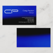 Trendy Blue Black Chic Monogram Visitekaartje (Voorkant / Achterkant)