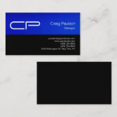 Trendy Blue Black Chic Monogram Visitekaartje (Voorkant / Achterkant)