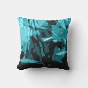 Trendy Blue Blauwgroen Aqua Camo Abstract Patroon Buitenkussen