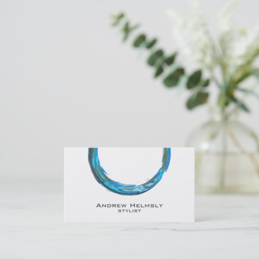 Trendy Blue Blauwgroen Circle Visitekaartjes (Staand voorkant)