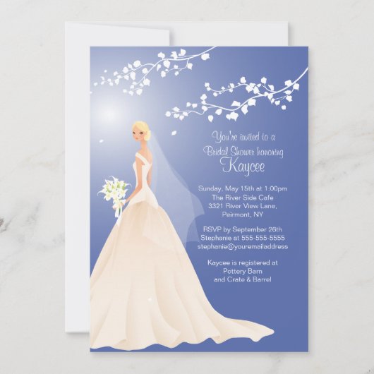 Trendy Blue BLONDE Bride Vrijgezellenfeest Invite Kaart (Voorkant)