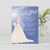 Trendy Blue BLONDE Bride Vrijgezellenfeest Invite Kaart (Staand voorkant)