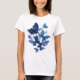 Trendy Blue BLUE VLINDERS Artistiek Motief T-shirt