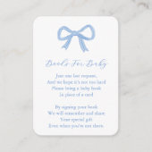 Trendy Blue Bow Breng een boek Baby shower Informatiekaartje (Voorkant)