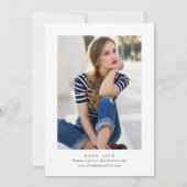 Trendy Blue Bow Coquette FOTO Afstudeerfeest Kaart (Achterkant)