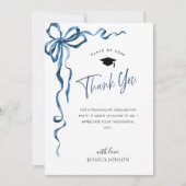 Trendy Blue Bow Coquette FOTO Afstuderen Bedankkaart (Voorkant)