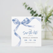 Trendy Blue Bow Graduation Save The Date (Staand voorkant)