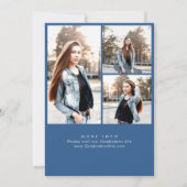 Trendy Blue Bow Ribbon 3 FOTO Afstudeerfeest Kaart (Achterkant)