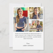 Trendy Blue Bow Ribbon 4 FOTO Afstudeerfeest Bedankkaart (Achterkant)