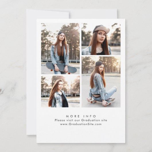 Trendy Blue Bow Ribbon 4 FOTO Afstudeerfeest Kaart (Achterkant)