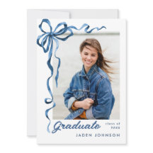 Trendy Blue Bow Ribbon 4 FOTO Afstudeerfeest
